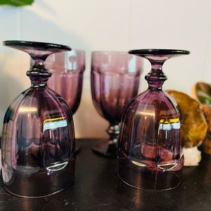 Set of 4 Libbey Gibraltar Duratuff Iced Tea Goblets in Amethyst/Purple